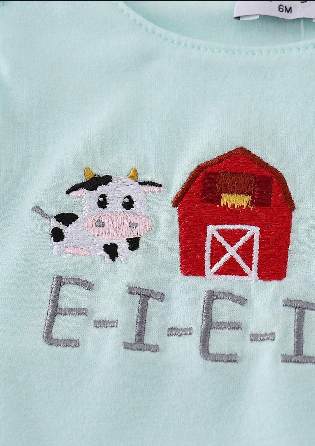 Boy's Boutique Red Farm E-I-E-I-O Applique Checkered Embroidered Embroidery Bloomer Outfit Matching Sibling
