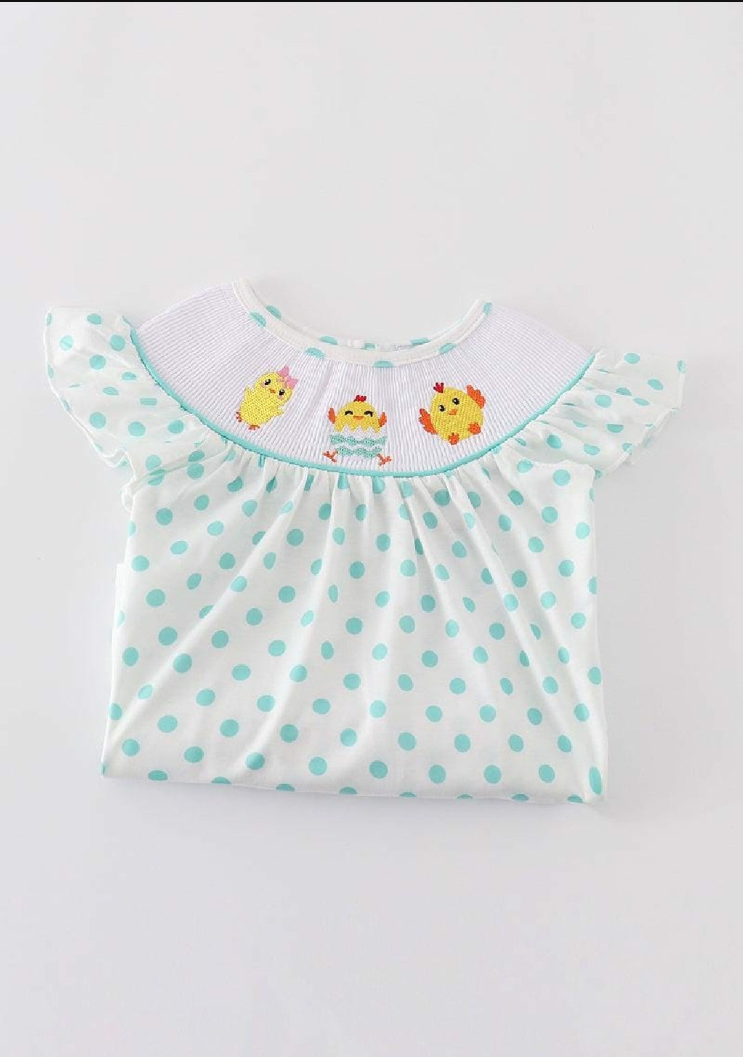 Girl's Boutique Easter Dot Chick Egg Smocked Two Piece Short Set Outfit Sibling Matching Embroidered Embroidery