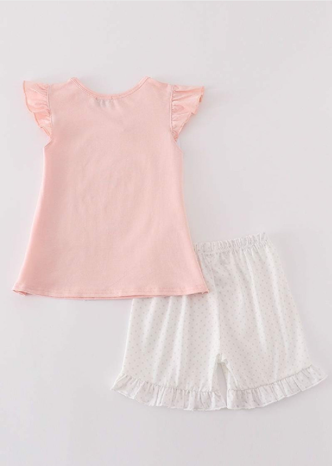 Girl's Boutique Easter Dot Bunny Two Piece Short Set Outfit Sibling Matching Embroidered Embroidery