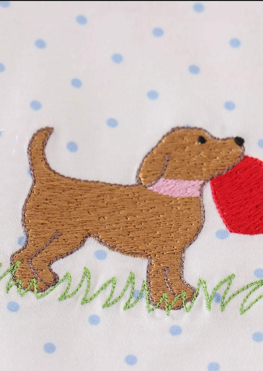 Girl's Boutique Pink Stripe Valentine Heart Puppy Embroidery Embroidered Romper Matching Sibling