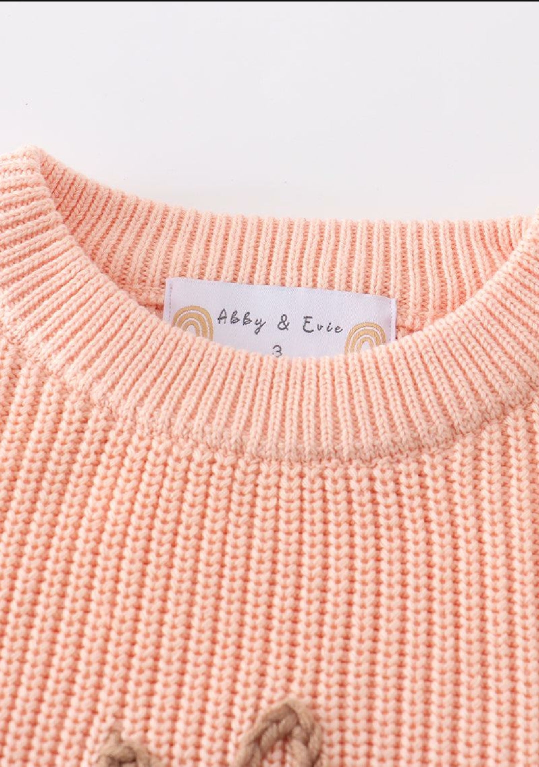 Girl's Boutique Coral Easter Hand-Embroided Handmade Hand-Embroidery Bunny Poof Pullover Sweater Matching Sibling