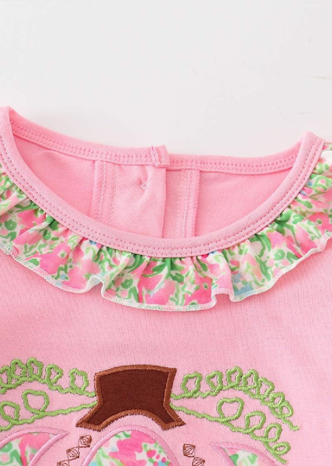 Girl's Boutique Pink Floral Pumpkin Applique Embroidered Embroidery Thanksgiving Fall Set Outfit Matching Sibling