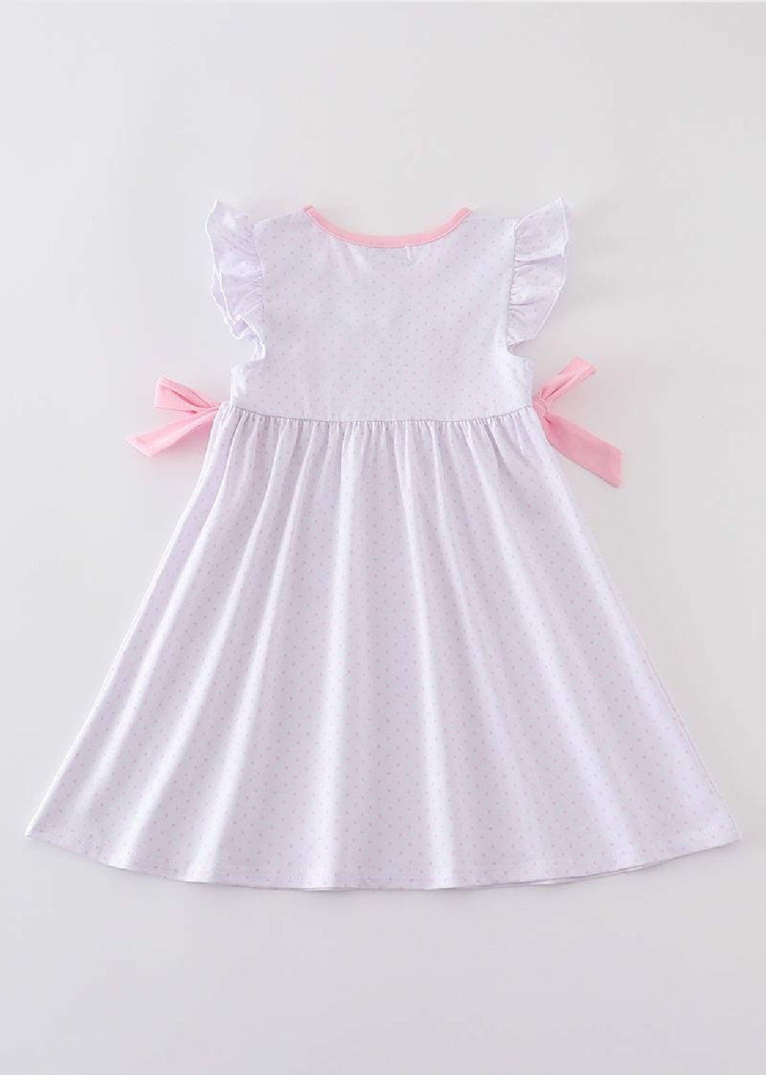 Girl's Boutique Premium Easter Dot Bunny Dress Sibling Matching Embroidered Embroidery