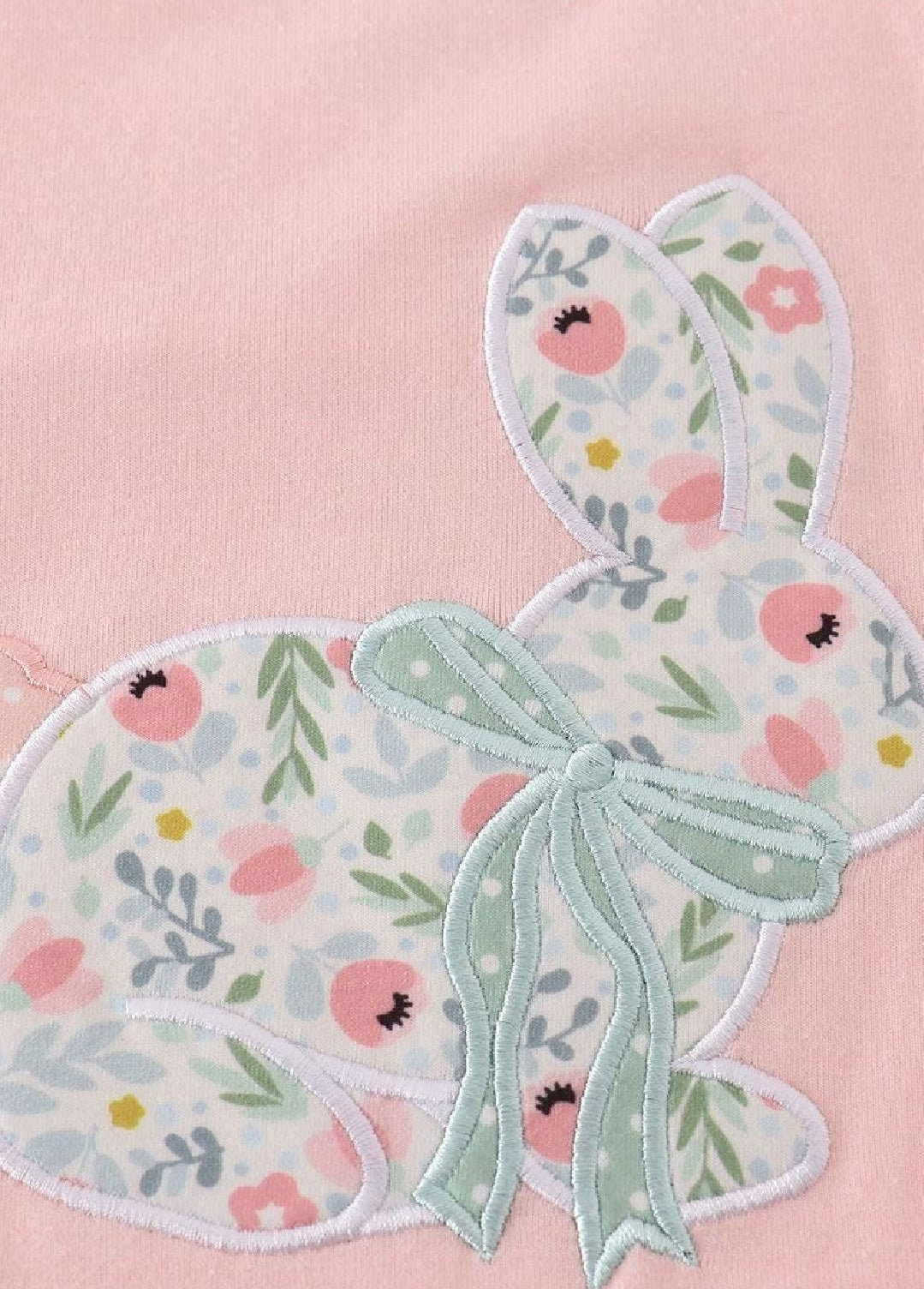 Girl's Boutique Pink Easter Bunny Floral Applique Embroidered Embroidery Dress Matching Sibling