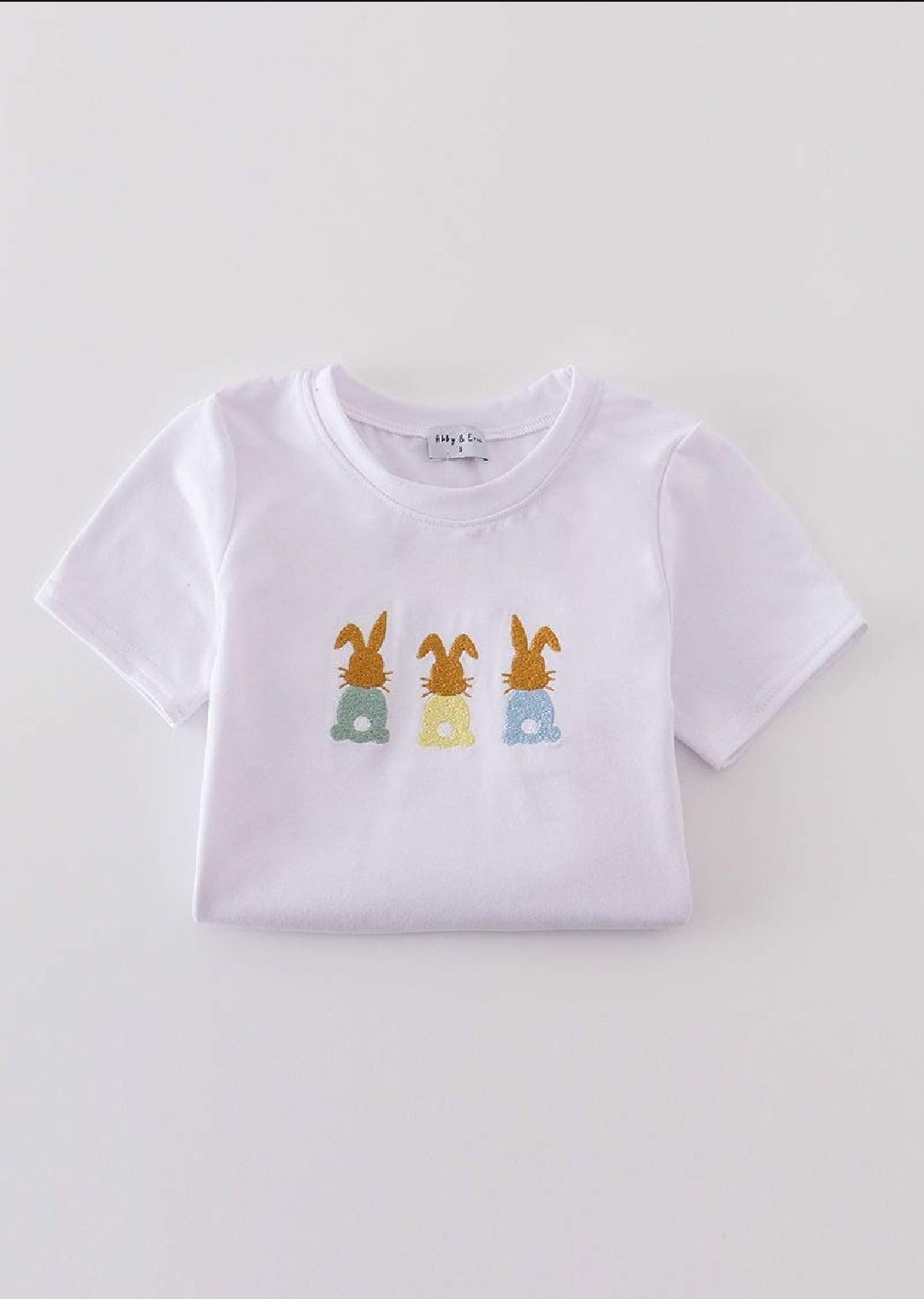 Boy's Boutique Easter White Bunny Bunnies Embroidered Embroidery Two Piece Short Set Outfit Matching Sibling