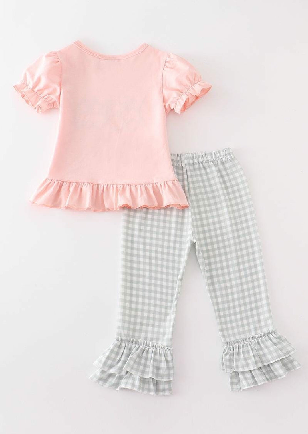 Girl's Boutique Beige Pink Train Pumpkin Applique Embroidered Embroidery Thanksgiving Fall Set Outfit Matching Sibling