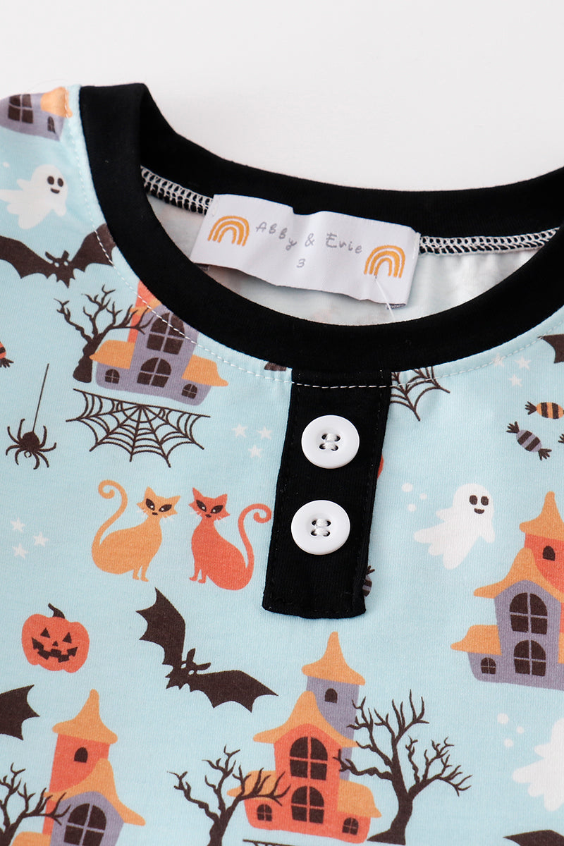 Boy's Boutique Blue Ghost Bats Halloween Lounge Set Matching Sibling