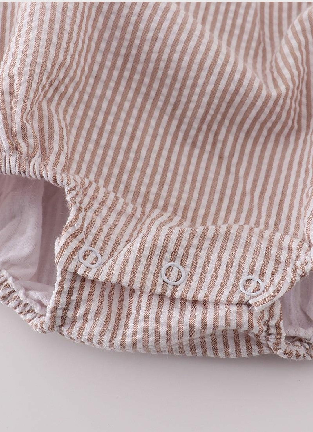 Boy's Boutique Premium White Stripe Easter Cross Brown Embroidered Bubble Romper Outfit Matching Sibling
