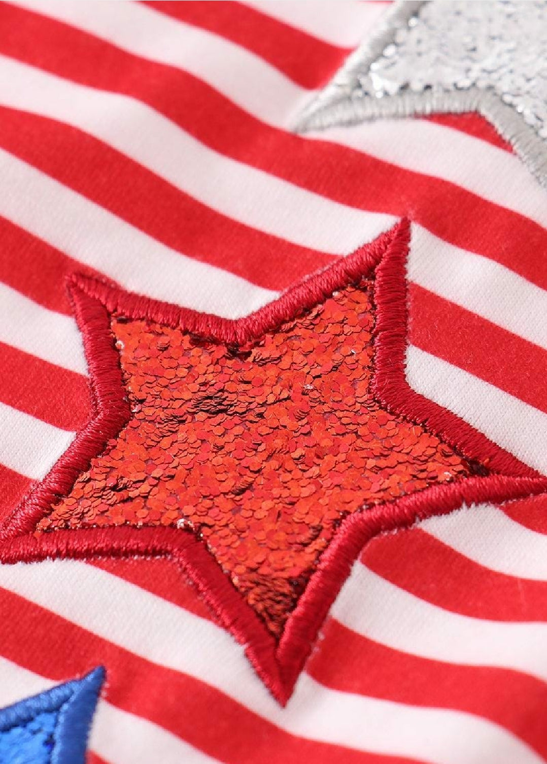 Girl's Boutique Patriotic Flag And Stars Sequin Bell Bottom Pants 4th Of July Matching Sibling