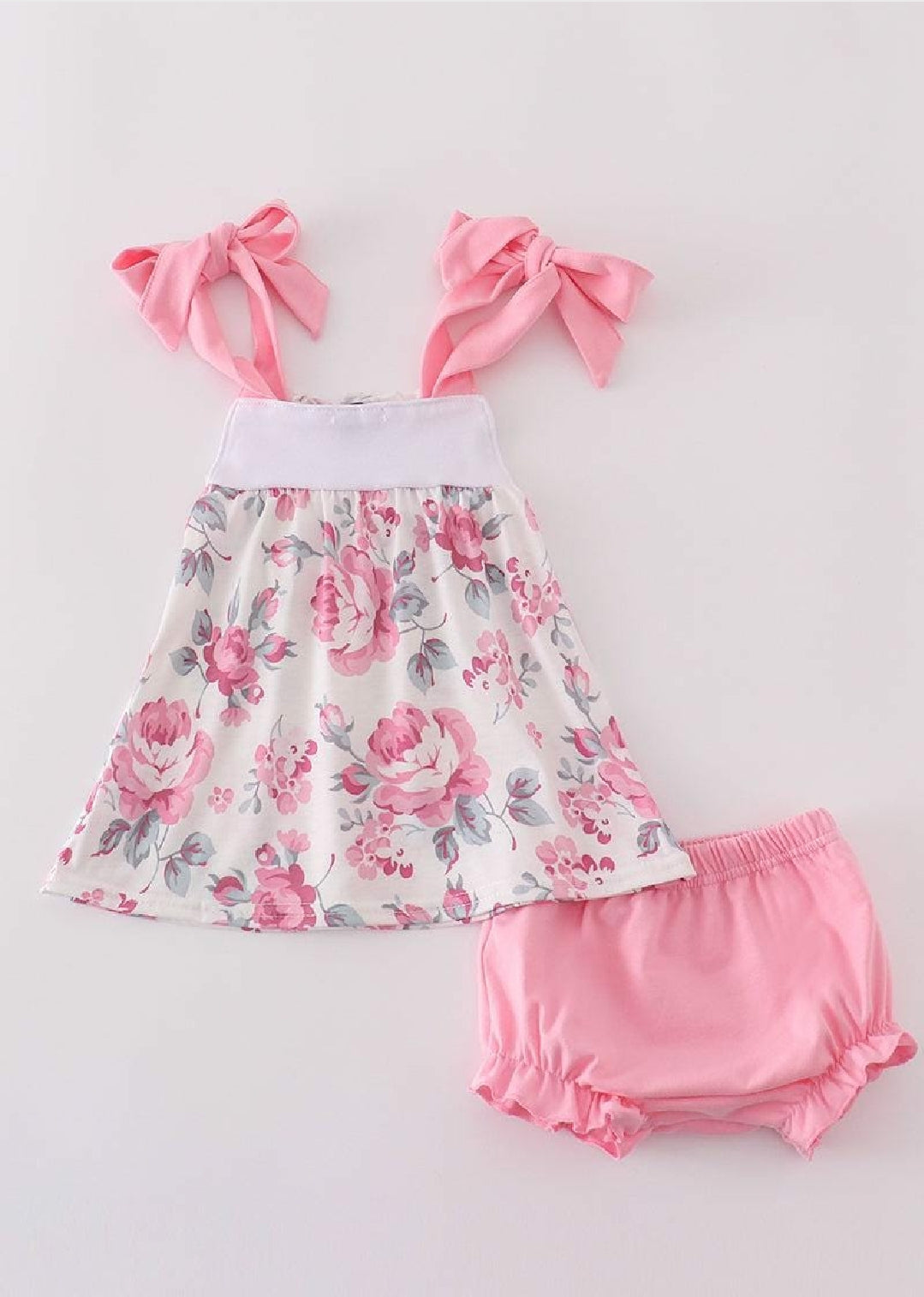 Girl's Boutique Pink Floral MAMA'S GIRL Embroidered Embroidery Bloomer Set Outfit Matching Sibling