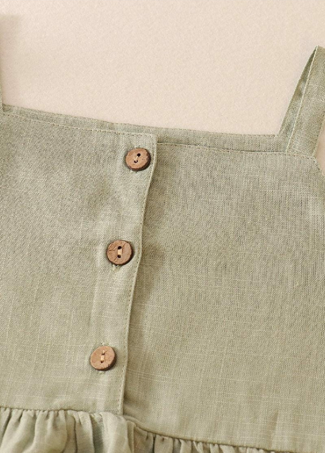 Girl's Boutique Sage Green Linen Ruffle 2 Two Piece Summer Outfit Set Matching Sibling