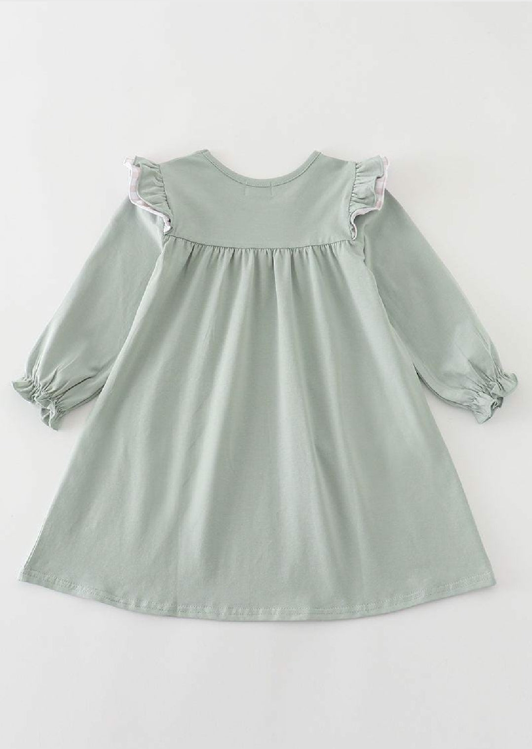 Girl's Boutique Premium Cotton Green Turkey Embroidered Embroidery Pocket Dress Matching Sibling