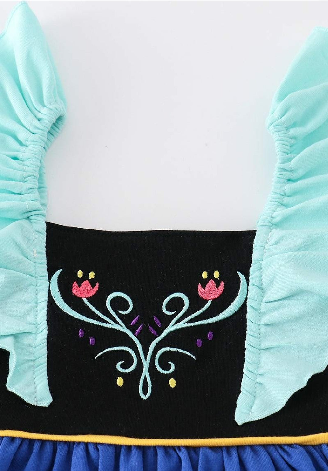 Girl's Boutique Green Navy Blue Aqua Floral Flower Dress Sibling Matching