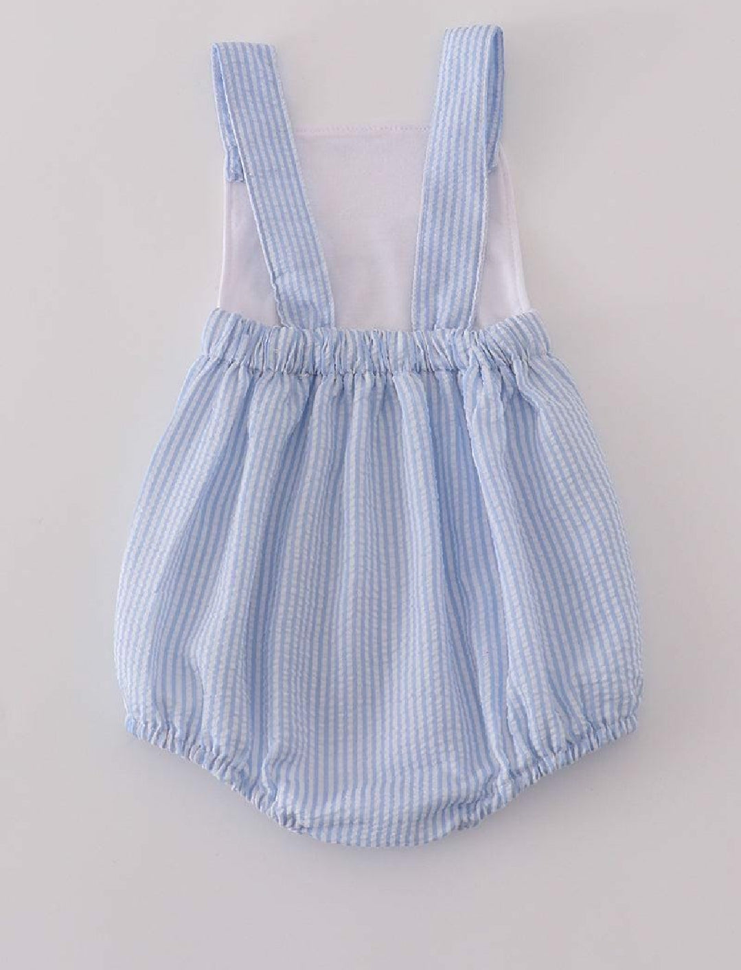 Boy's Boutique Blue Mouse Character Embroidery Embroidered Seersucker Bubble Romper Sibling Matching