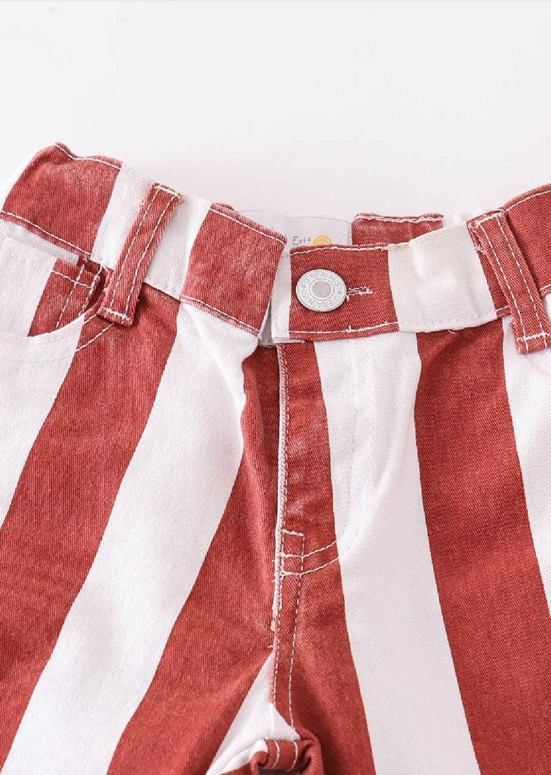 Girl's Boutique Terracotta Striped Denim Jeans Flared Hippie Boho