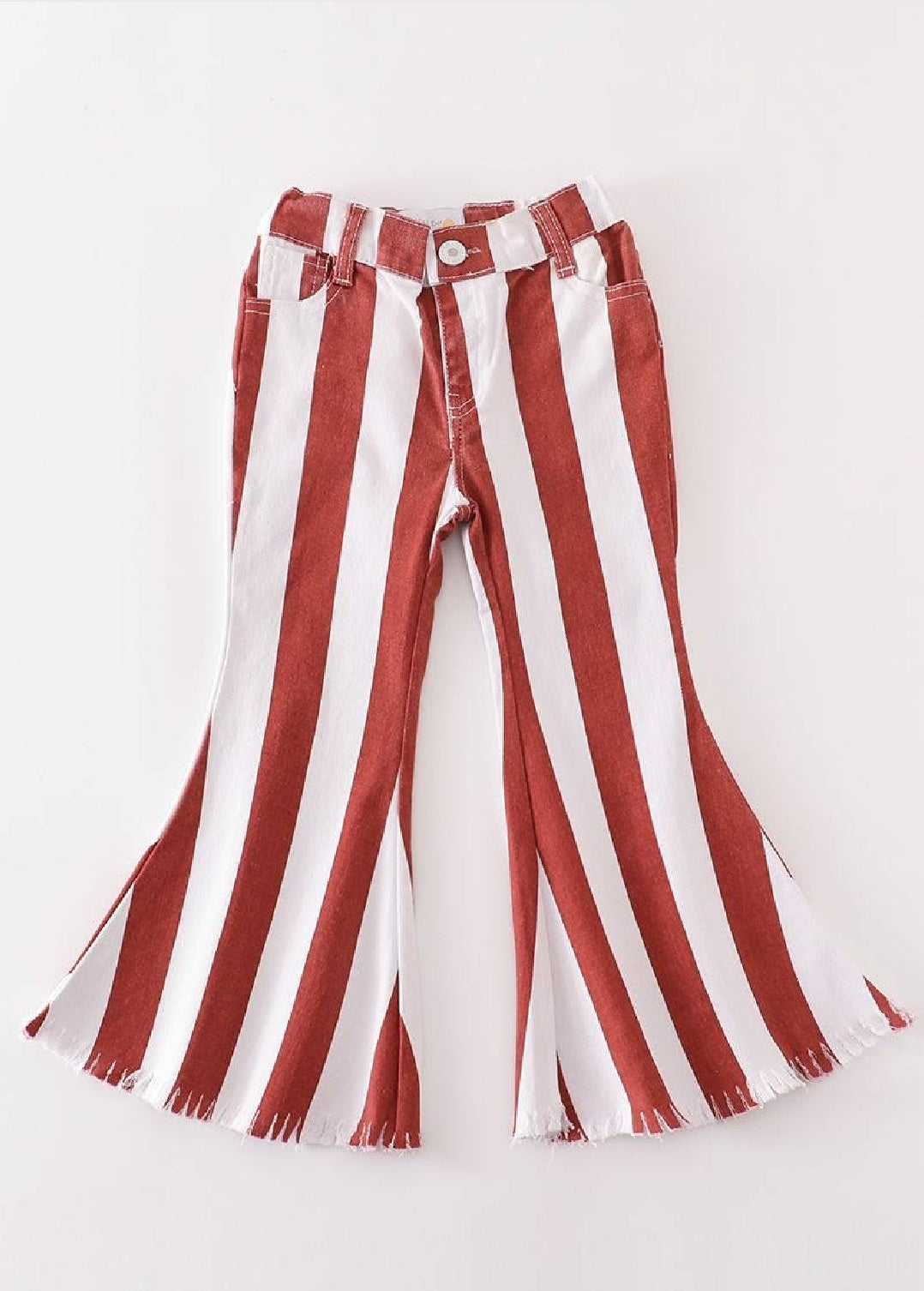 Girl's Boutique Terracotta Striped Denim Jeans Flared Hippie Boho