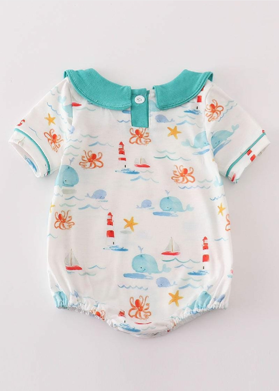 Boy's Boutique Whale Lighthouse Print Boy Bubble Outfit Matching Sibling