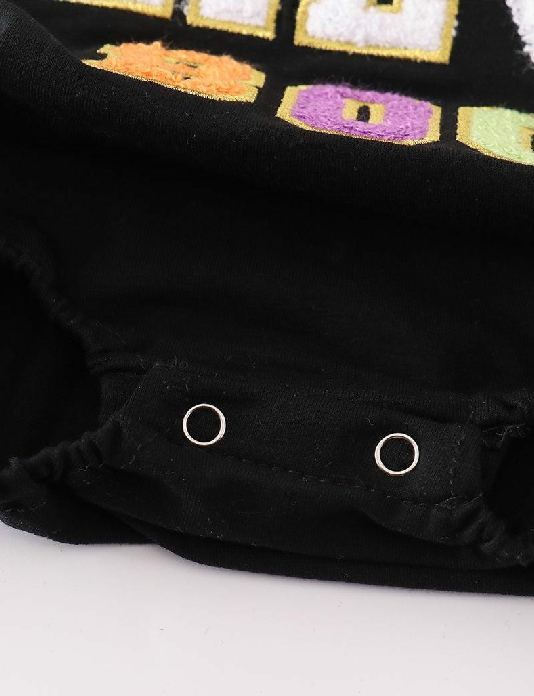 Boy's Boutique Halloween Lil Boo Chenille Patch Embroidered Embroidery Bubble Romper Sibling And Parent Matching Mommy And Me