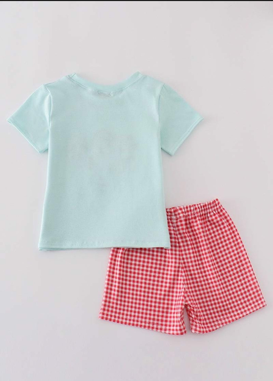 Boy's Boutique Red Farm E-I-E-I-O Applique Checkered Embroidered Embroidery Short Set Matching Sibling