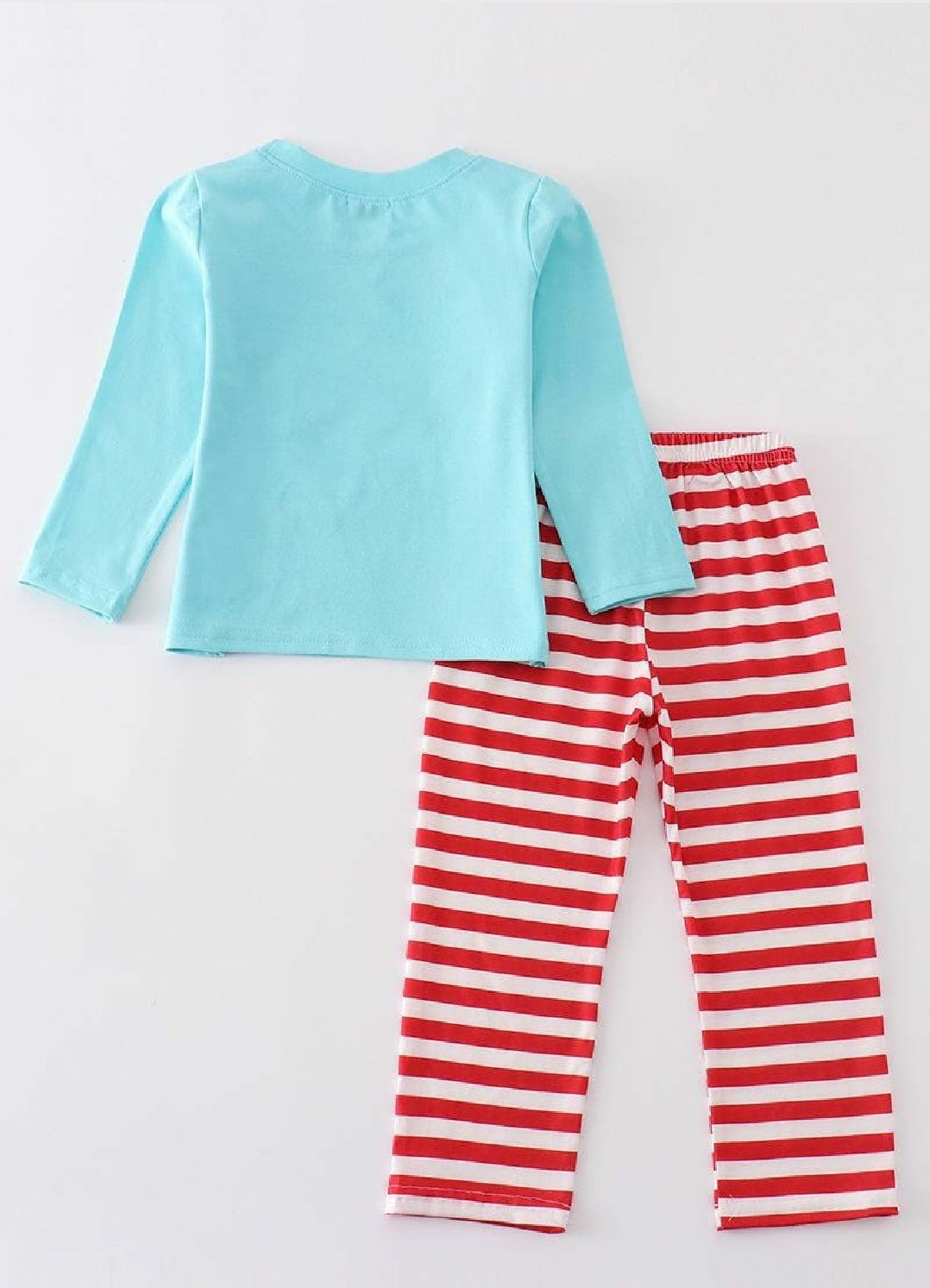 Boy's Boutique Blue Valentine's Day Dinosaur Heart Embroidery Embroidered 2 Piece Pant Set Outfit Matching Sibling