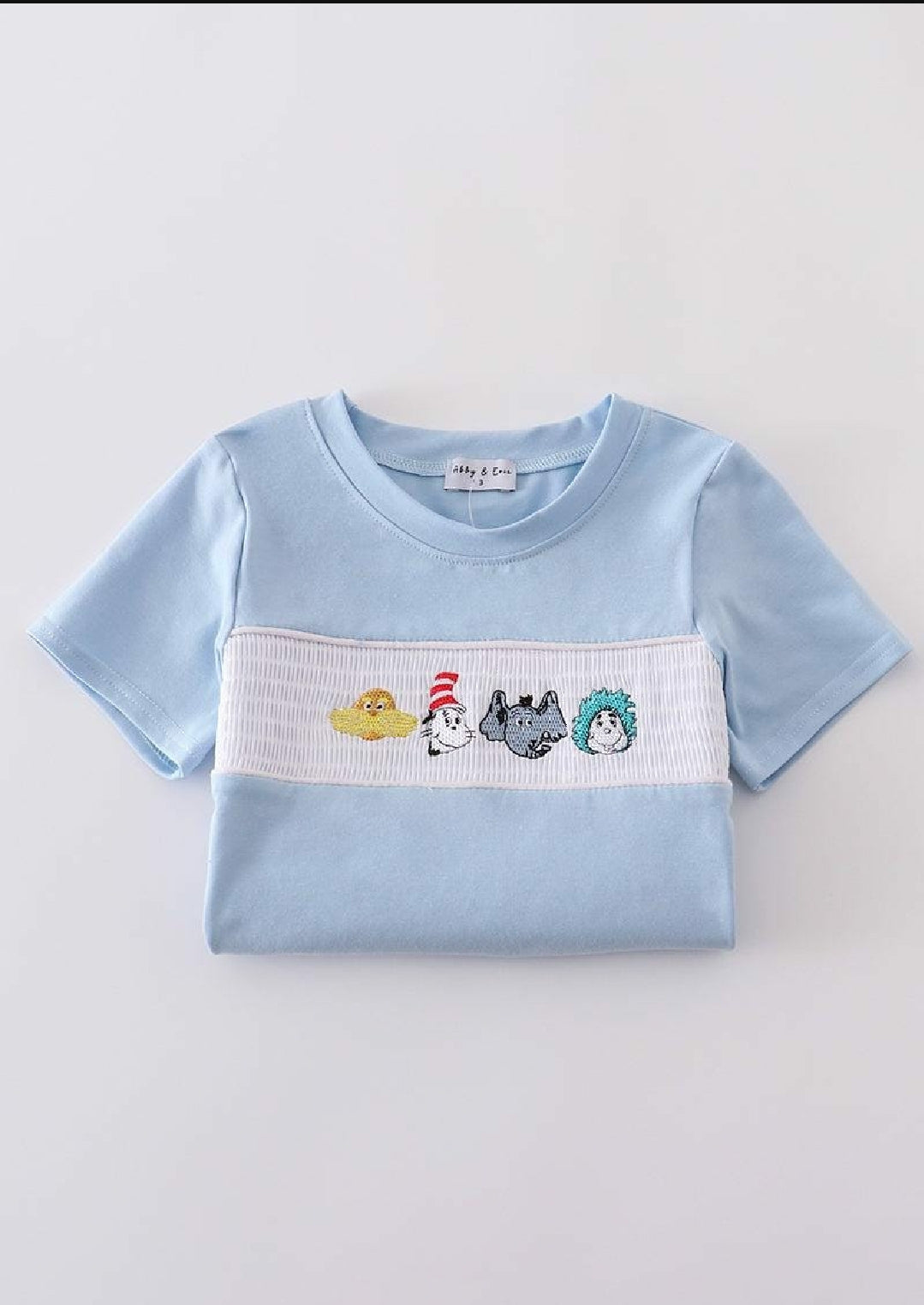 Boy's Rainbow Back To School Character BTS Embroidered Embroidery Top Summer Sibling Matching