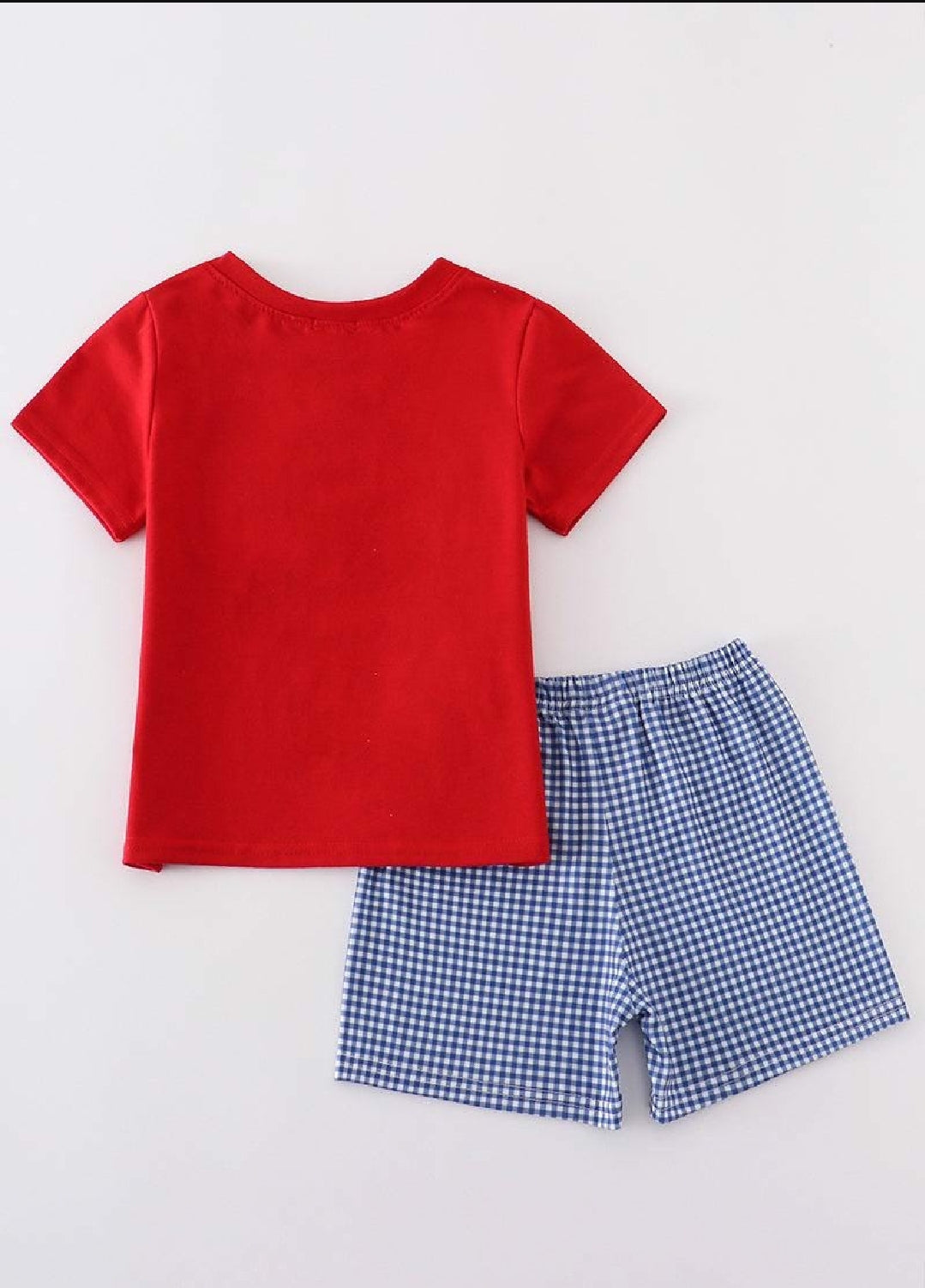 Boy's Boutique Blue Vehicle Truck Construction Two Piece Set Sibling Matching Summer Plaid Embroidered Embroidery