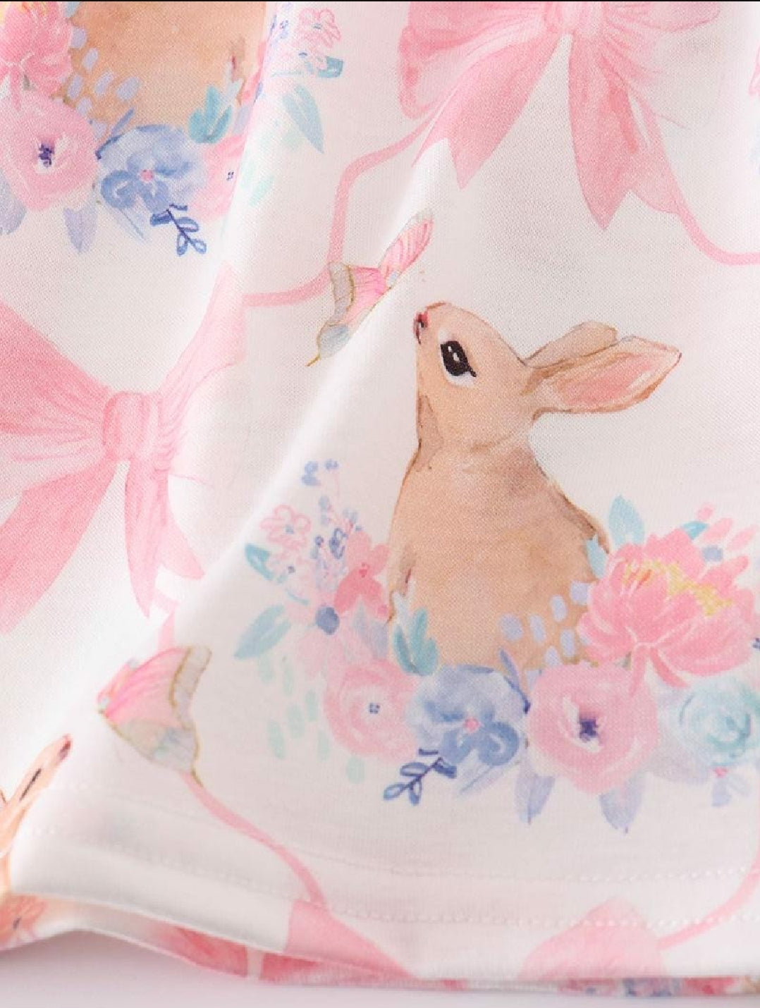 Girl's Boutique Easter Pink Bunny Bow Embroidered Embroidery Dress Matching Sibling