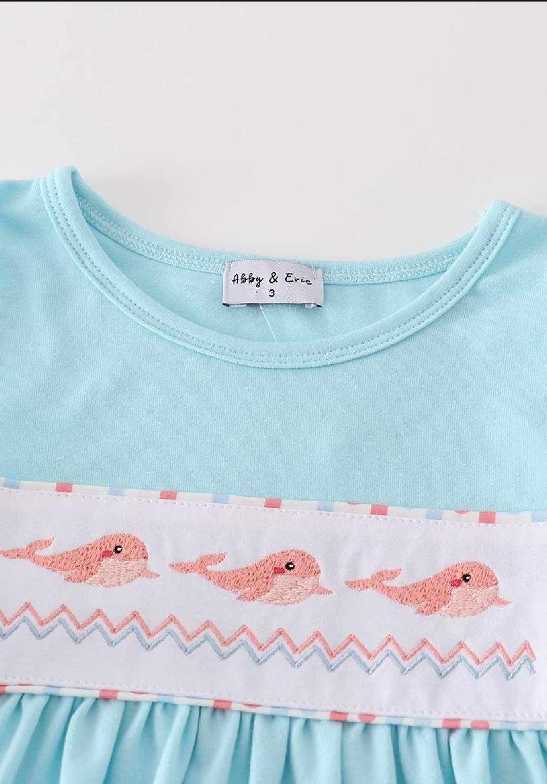 Girl's Blue Whale Embroidered Embroidery 2 Piece Set Summer Vacation Sibling Matching