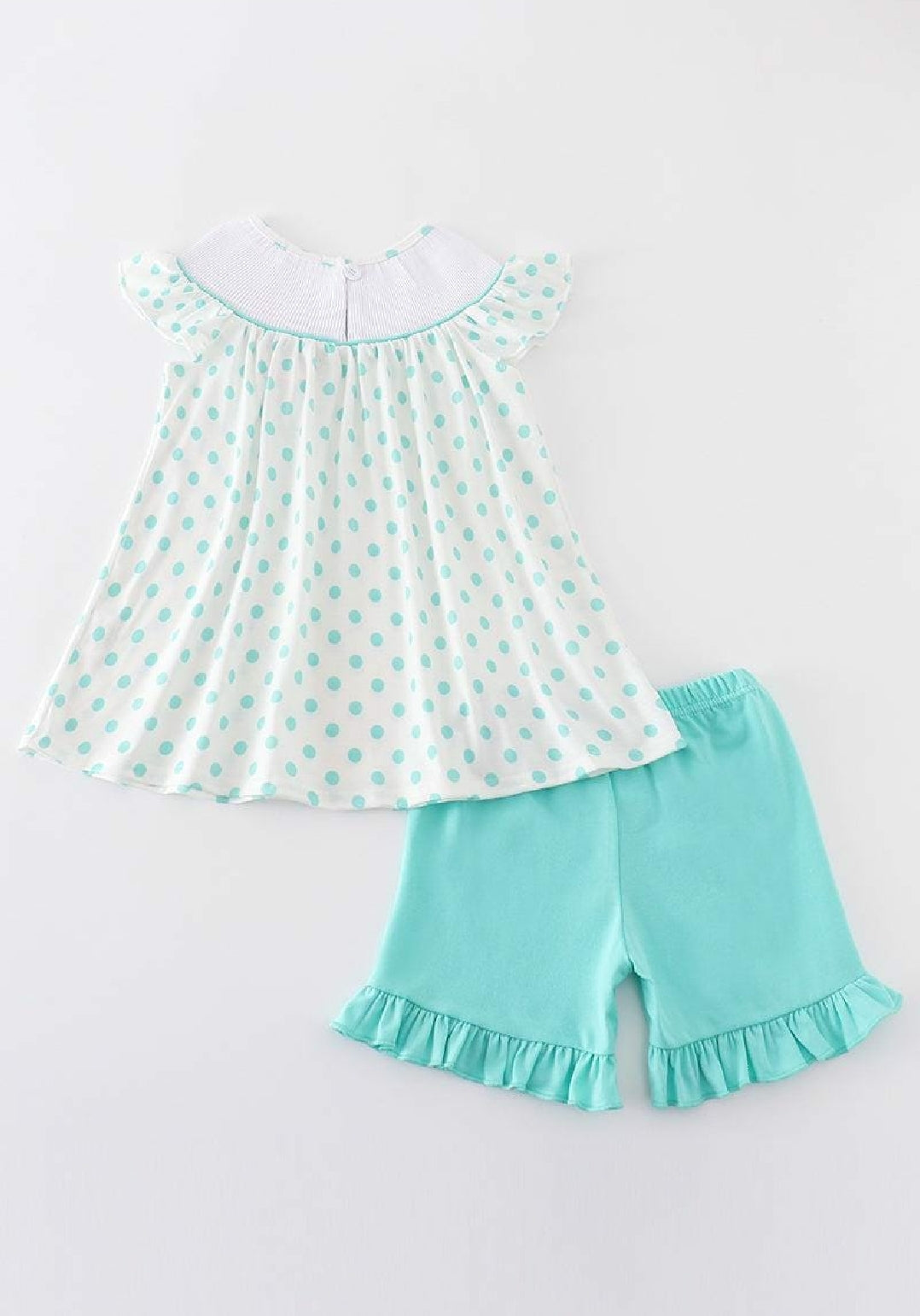 Girl's Boutique Easter Dot Chick Egg Smocked Two Piece Short Set Outfit Sibling Matching Embroidered Embroidery