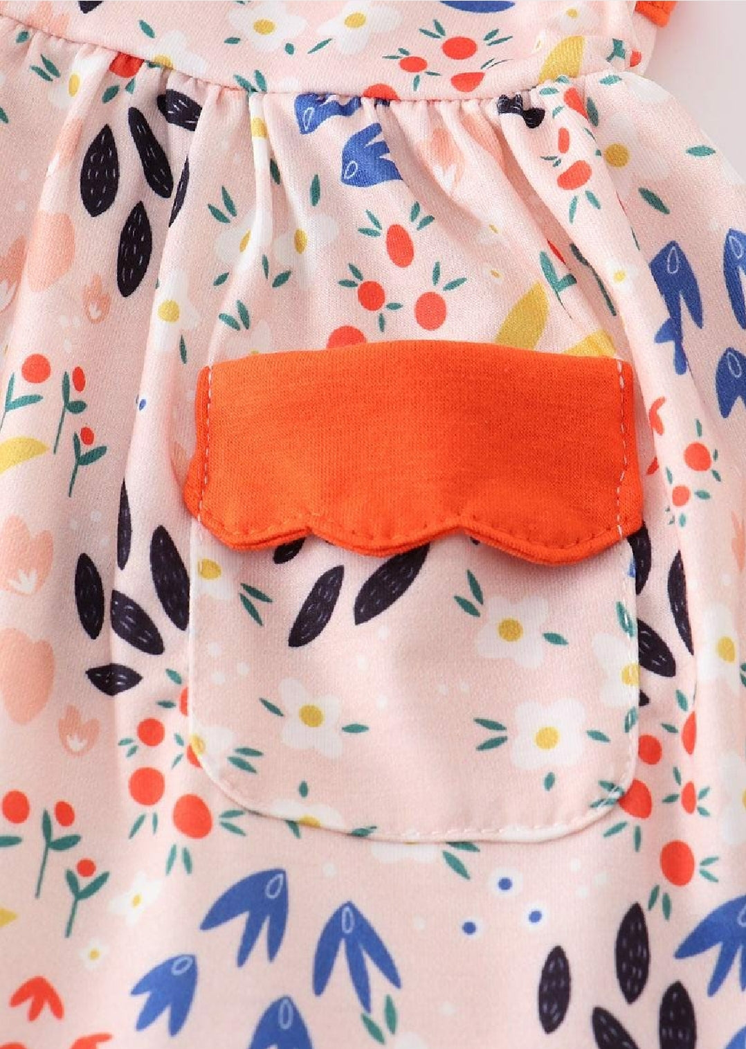 Girl's Boutique Orange floral print baby bloomers set Outfit Matching Sibling