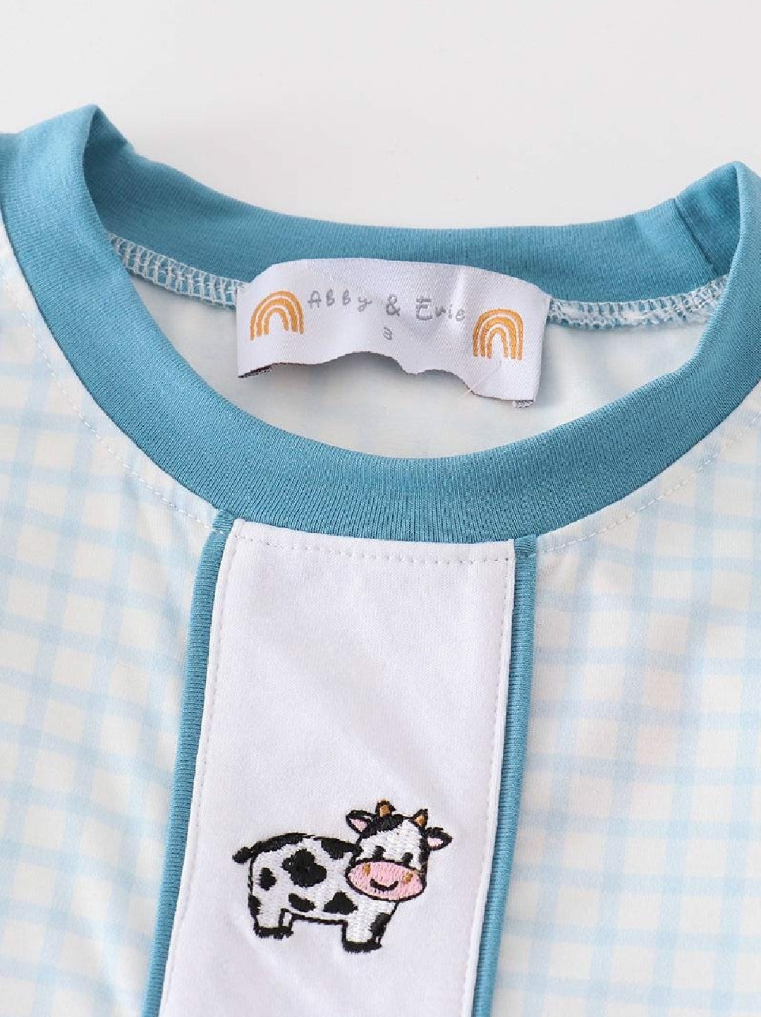 Boy's Boutique Blue Cow Farm Pant Set Outfit Embroidery Embroidered Matching Sibling