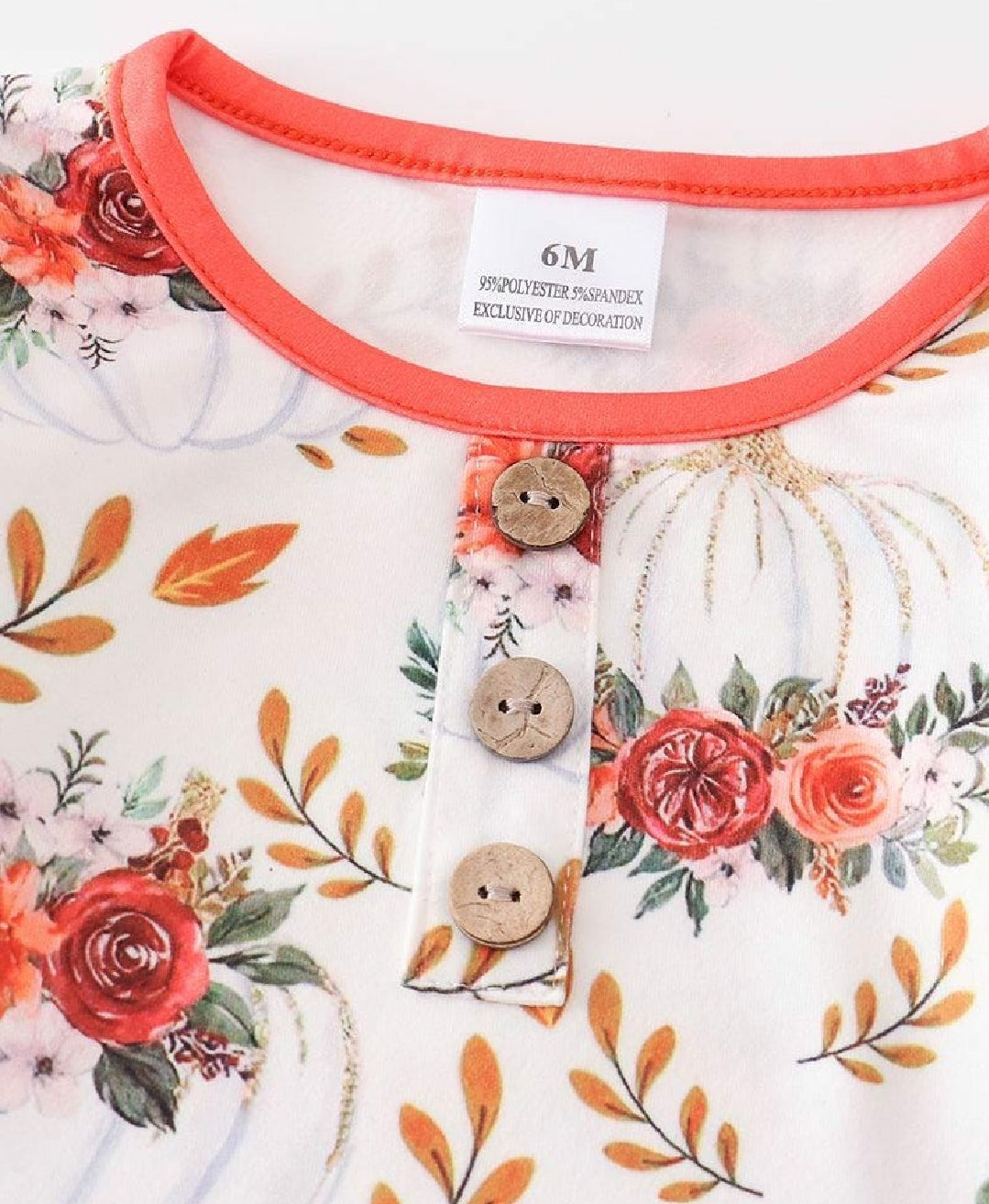 Girl's Boutique Orange Floral Pumpkin Fall Print Bamboo Baby Knot One Piece Outfit