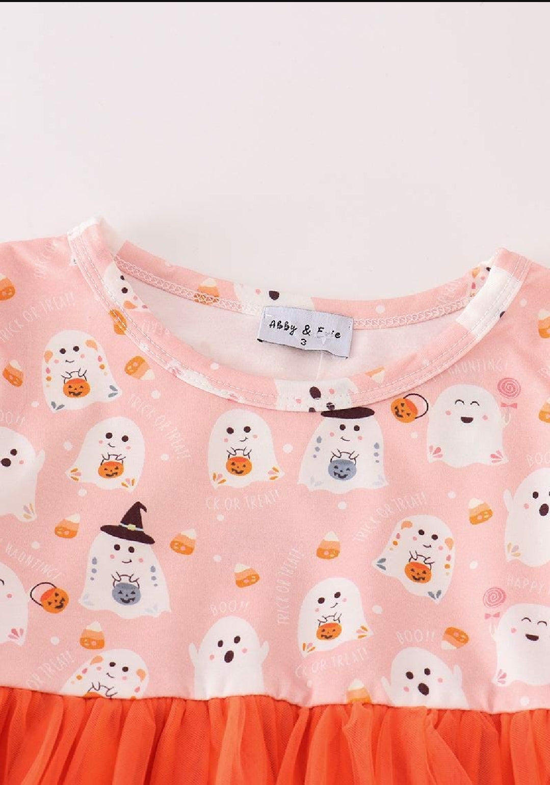 Girl's Boutique Cotton Halloween Orange Ghost Tutu Dress Sibling Matching