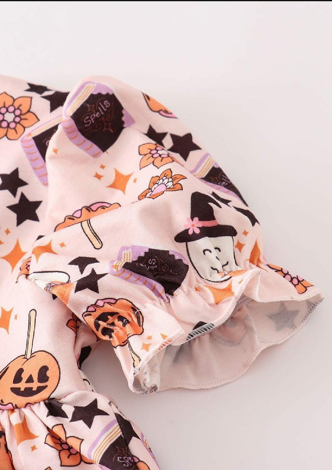 Girl's Boutique Cotton Happy Halloween Orange Ghost Girl Ruffle Pants Set Sibling Matching