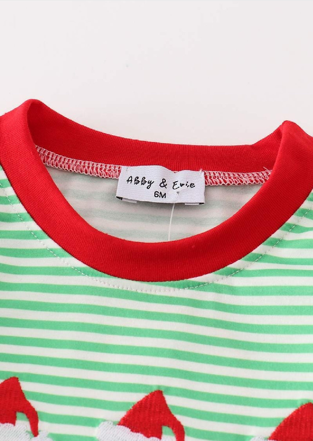 Boy's Boutique Cotton Christmas Green Stripe Green Man Character Applique Embroidered Embroidery Romper Sibling Matching