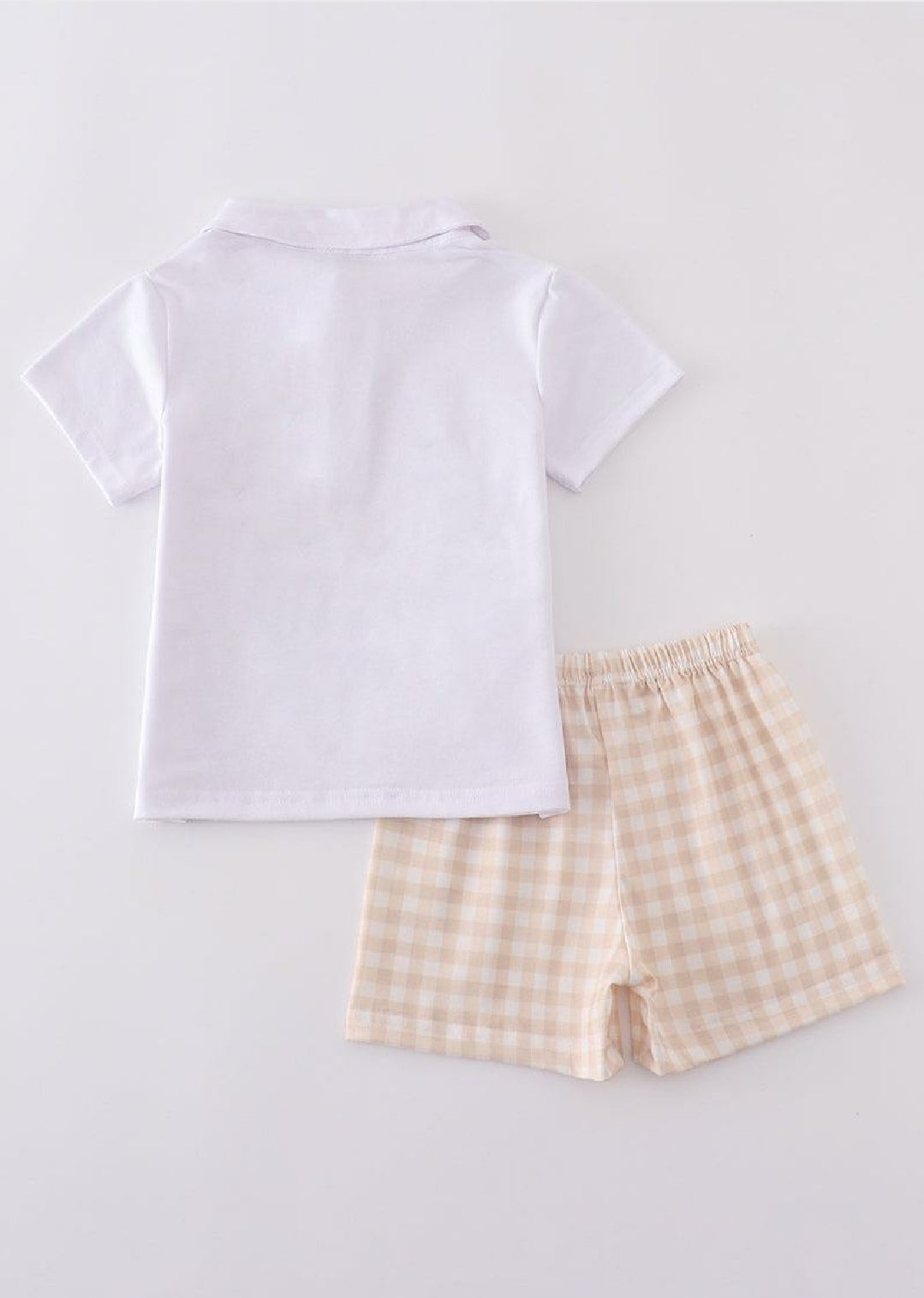 Boy's Boutique Premium White Easter Cross Embroidered Two Piece Short Set Outfit Matching Sibling