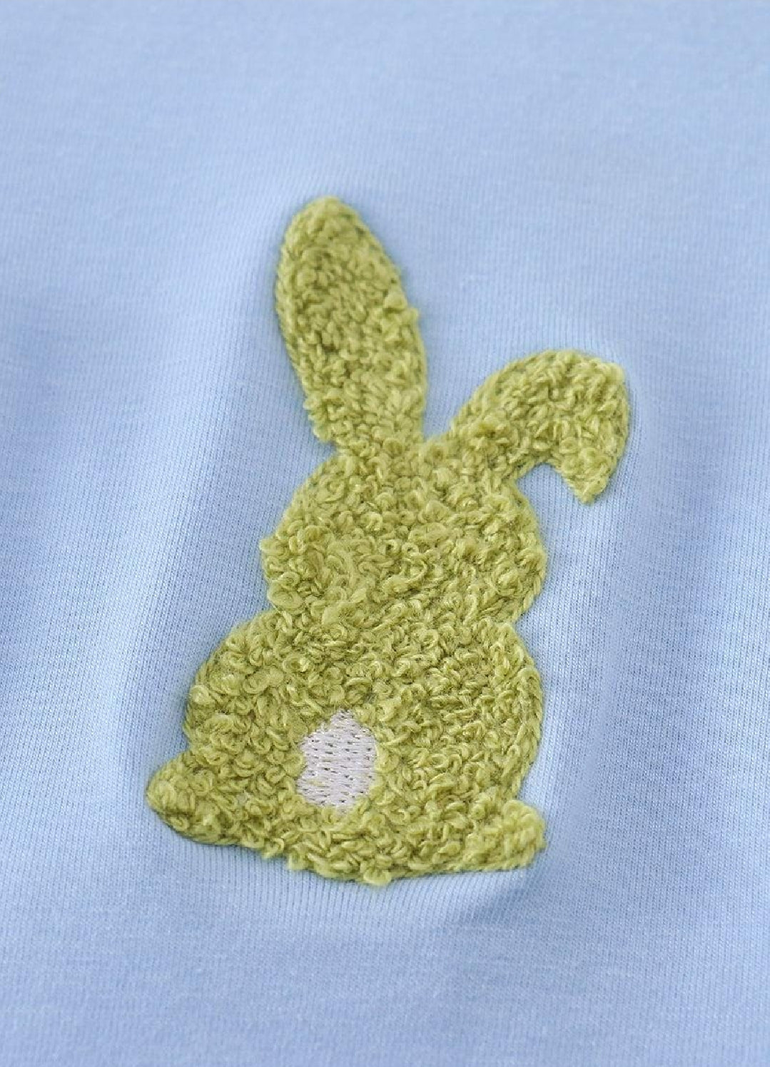 Boy's Boutique Premium Blue Easter Bunny French Knot Embroidered Boy Top Matching Sibling