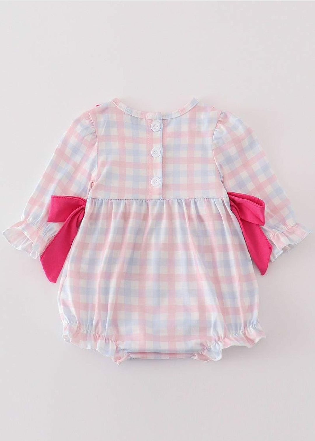 Girl's Boutique Valentine's Day Heart Embroidery Embroidered Plaid Bubble Romper Matching Sibling
