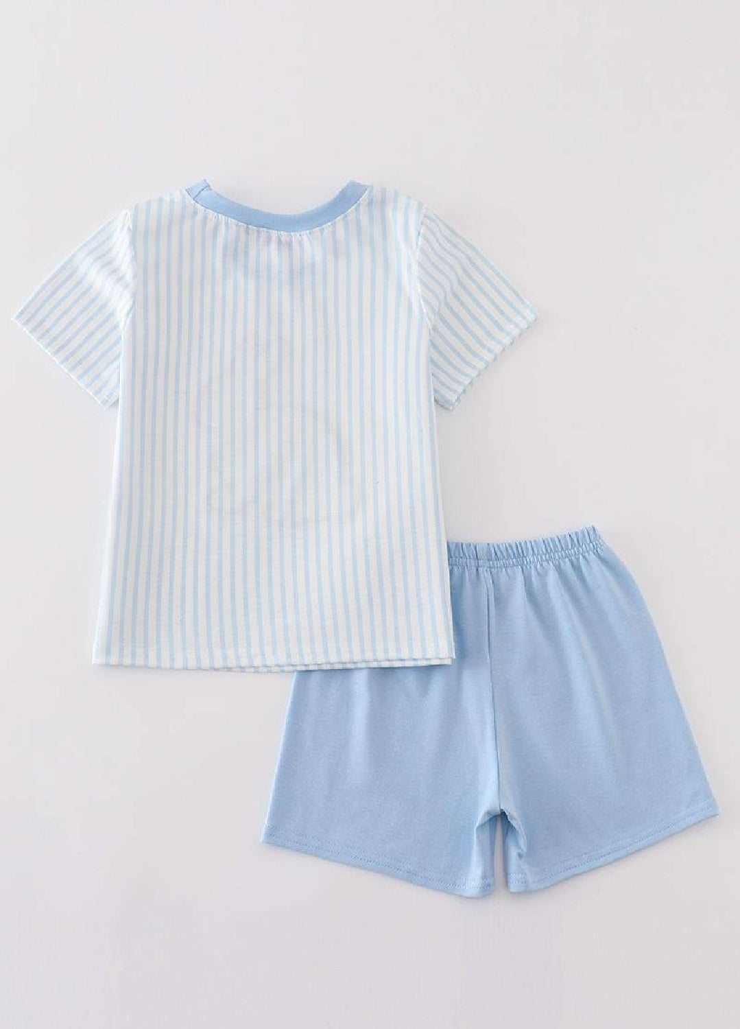 Boy's Boutique Easter Blue Chocolate Bunny Bunnies Applique Embroidered Embroidery Two Piece Short Set Outfit Matching Sibling