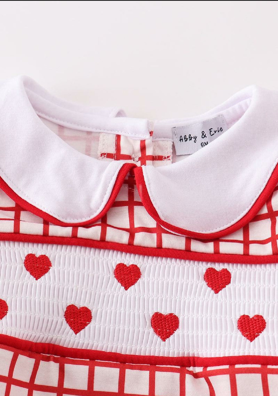 Boys Boutique Valentine's Day Smocked Heart Embroidery Embroidered Romper Matching Sibling