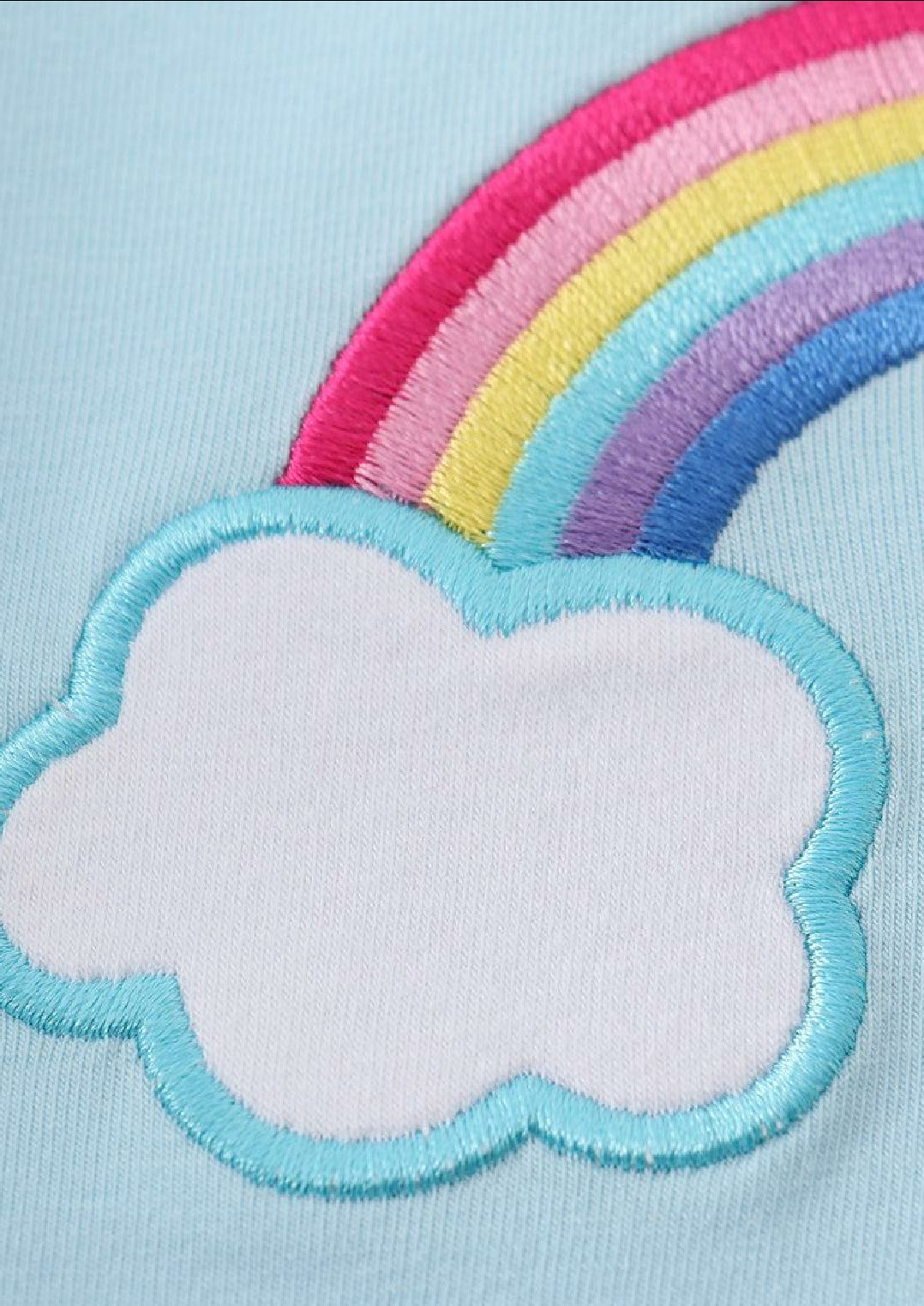 Boy's or Girl's Boutique Premium Blue Rainbow Embroidered Top Matching Sibling