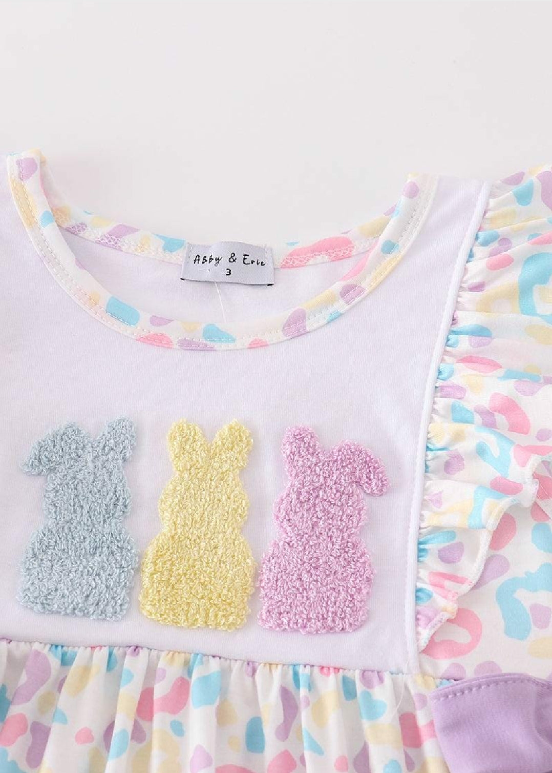 Girl's Boutique Easter Purple Bunny French Knot Two Piece Set Sibling Matching Embroidered Embroidery