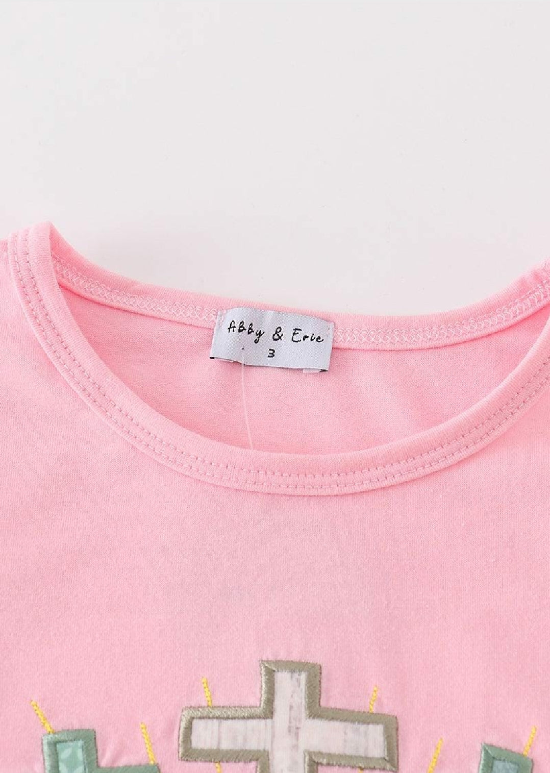 Girl's Boutique Easter Pink He Is Risen Applique Embroidered Embroidery Dress Matching Sibling