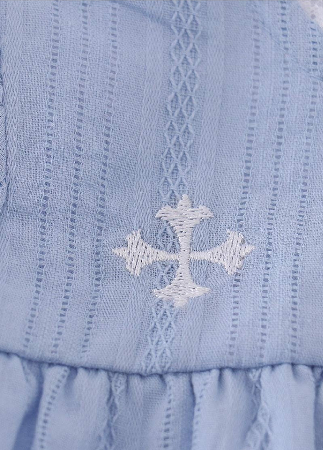 Girl's Boutique Premium Blue Easter Cross Girl Embroidered Embroidery Romper Matching Sibling