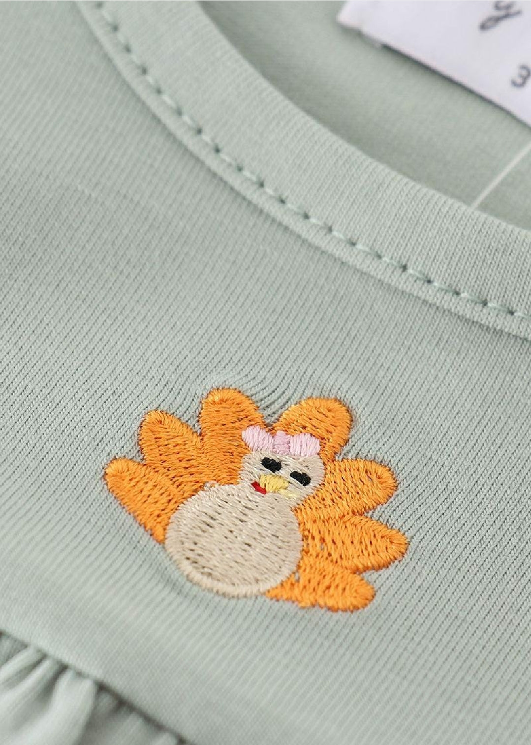 Girl's Boutique Premium Cotton Green Turkey Embroidered Embroidery Pocket Dress Matching Sibling