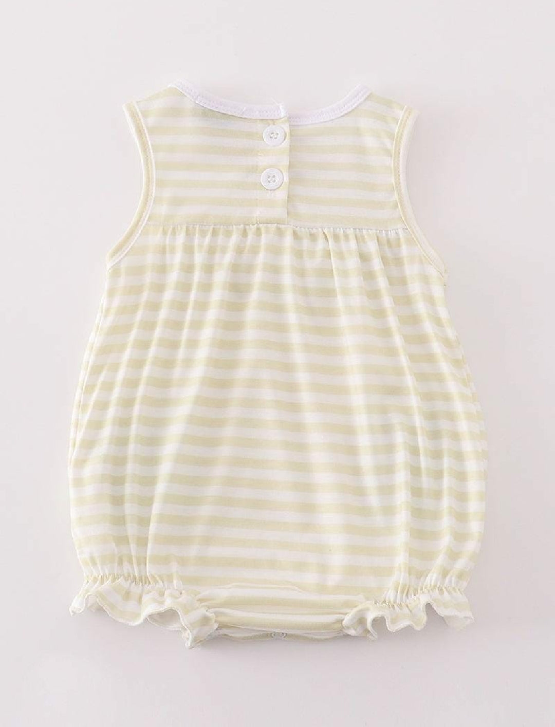 Girl's Boutique Yellow Bunny Embroidery Stripe Embroidered Romper Outfit Matching Sibling