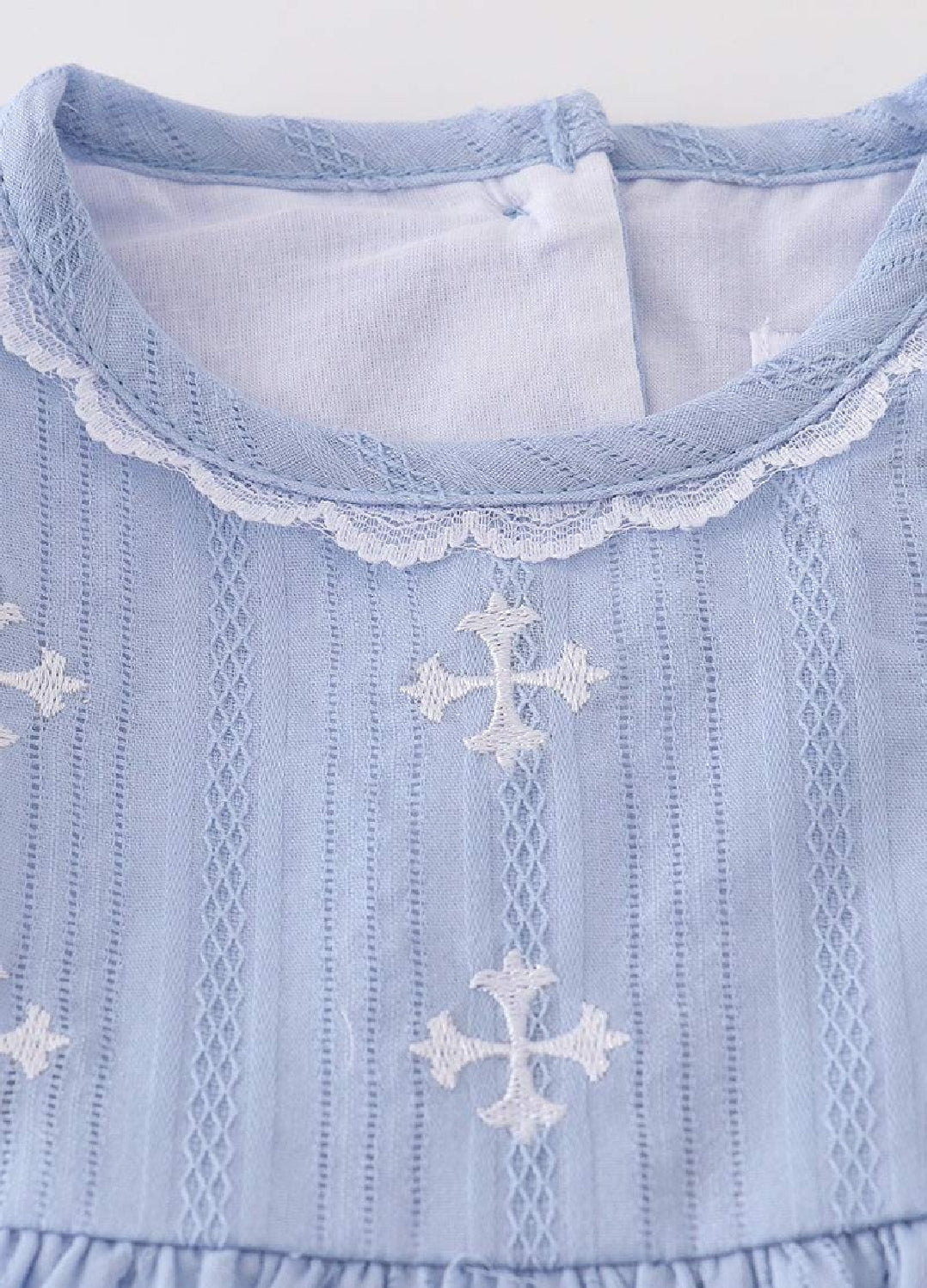 Girl's Boutique Premium Blue Easter Cross Girl Embroidered Embroidery Bloomer Set Matching Sibling