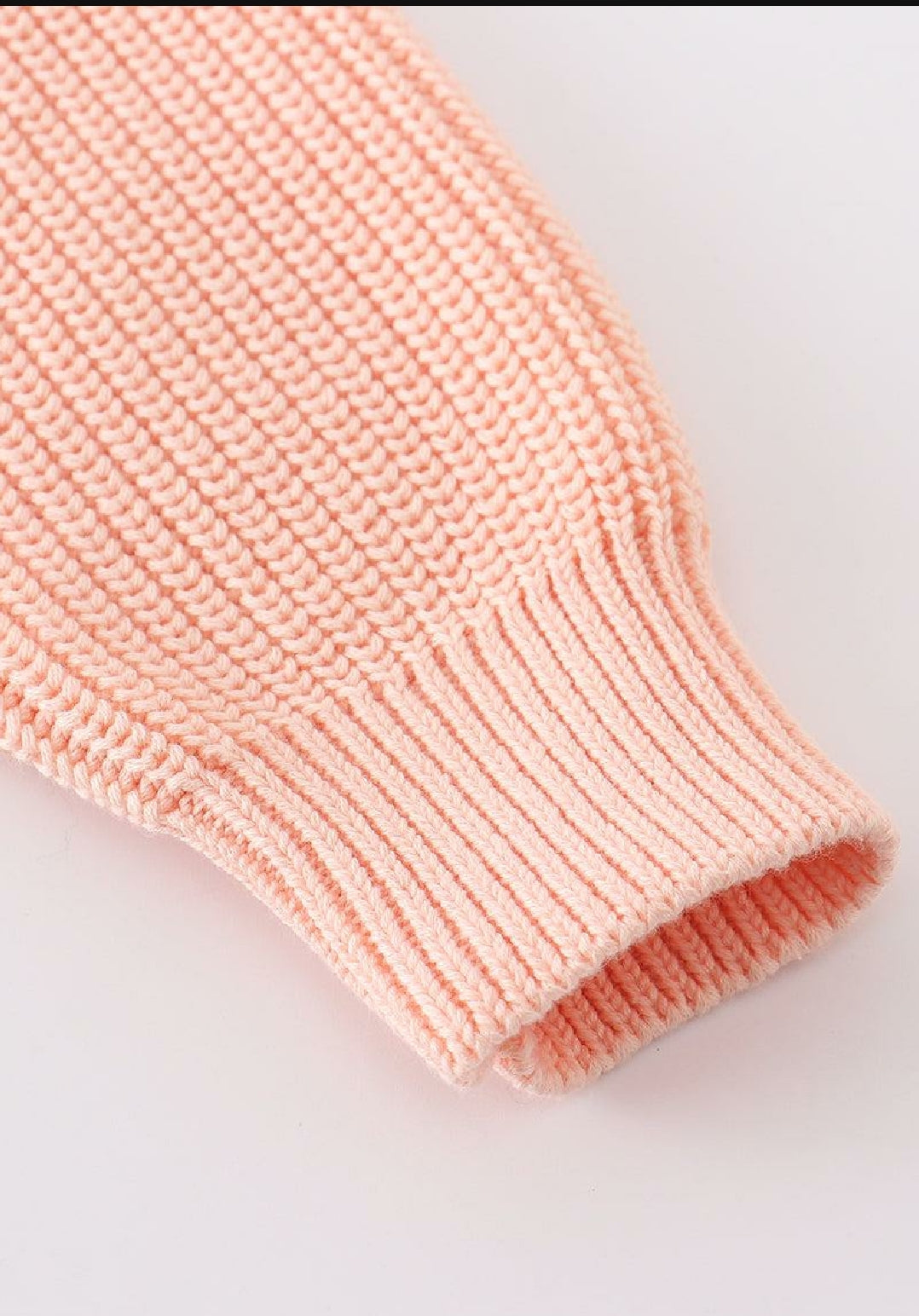 Girl's Boutique Coral Easter Hand-Embroided Handmade Hand-Embroidery Bunny Poof Pullover Sweater Matching Sibling
