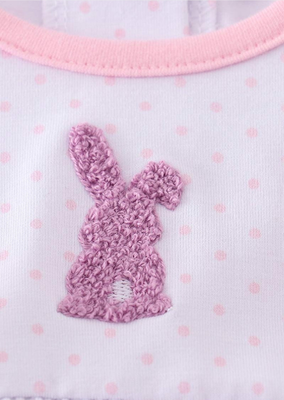 Girl's Boutique Premium Easter Dot Bunny Romper Sibling Matching Embroidered Embroidery