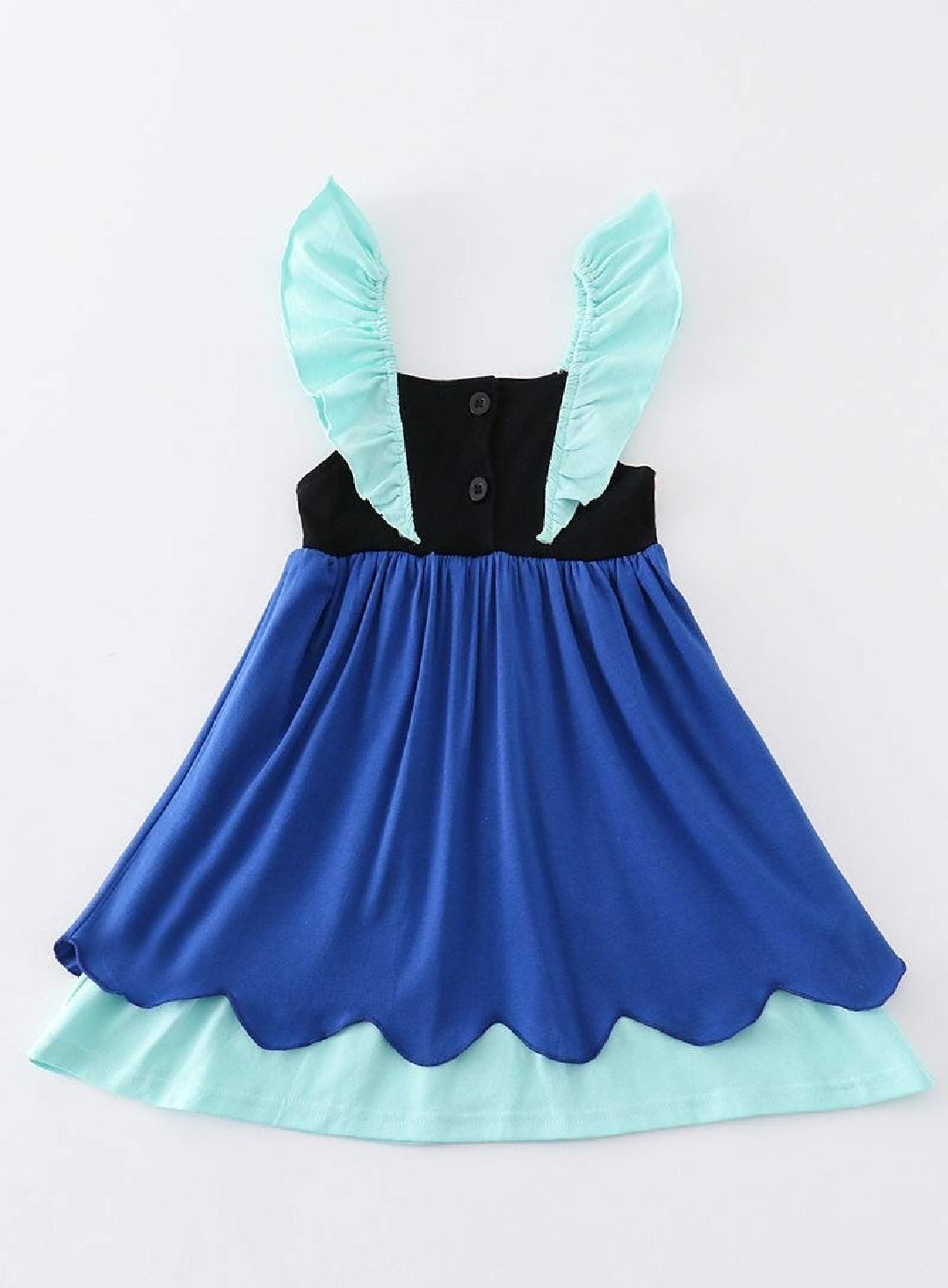 Girl's Boutique Green Navy Blue Aqua Floral Flower Dress Sibling Matching